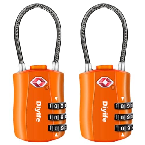 Diyife TSA Approved Luggage Locks with Flexible Steel Cable, Easy to Set up