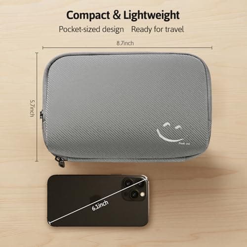 OrgaWise Cable Organiser Bag, Electronic Organizer Travel Case, Water Resistant Travel Accessories Bag Tech Pouch for Charger Adapter Power Bank Hard Drive(Grey) — view 3