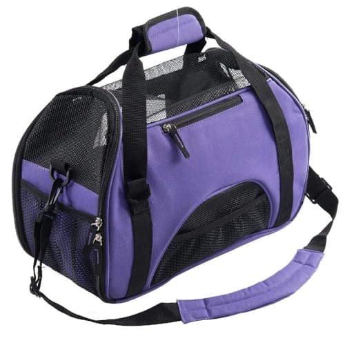 Pet Carrier Bag AVC Portable Soft Fabric Folding Travel bag for Dog, Cat, Puppy Foldable Pet Bag (Purple)