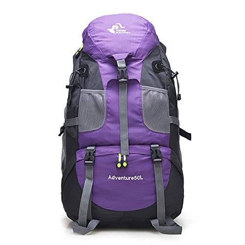 free knight 50L Waterproof Ultra Lightweight Hiking Backpack,Frameless,Outdoor Sport Daypack Travel Bag for Climbing Camping Touring Mountaineering Fishing (Purple)