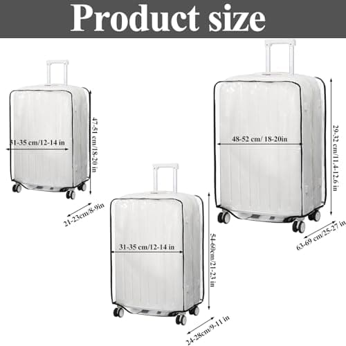 oneant 3Pcs Suitcase Cover Protectors PVC Luggage Cover for Suitcases 20/24/28 Inch Transparent Clear Suitcase Cover for Wheeled Trolley Case Home Travel Case Accessories (Clear) — view 3