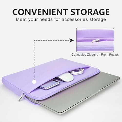 HEDUGO Laptop Sleeve Bag Compatible with 15.6 inches HP Dell Asus Lenovo Notebook Case with Zipper Accessory Pocket Padded Computer Pouch Cover Shockproof Protective for 15.6” Laptop,Purple — view 2