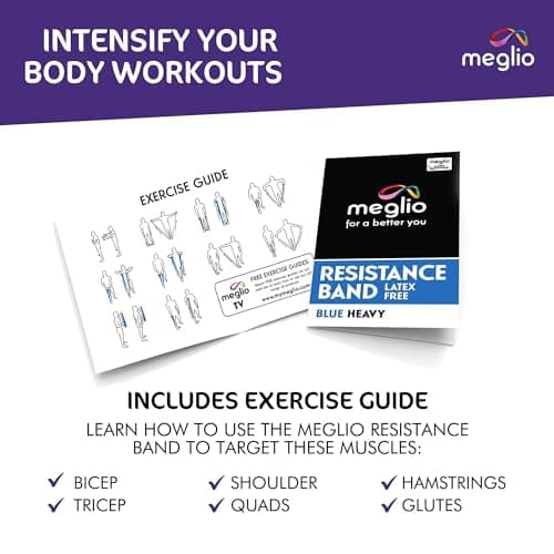 Meglio Resistance Band, 1.5m, Blue, Latex Free, With Exercise Guide — view 4