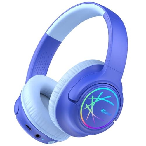 iClever BTH18 Kids Headphones Wireless with LED Lights 43H Playtime Travel