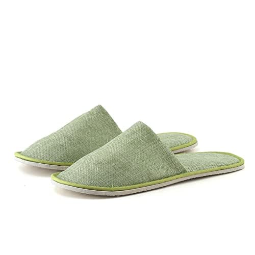 LinRim Disposable Slippers Guest Slippers - Terry Slippers for Travel, Spa, Sauna and Home - Non-Slip Sole - One Size Open Hotel Slippers for Spa, Party, Guest, Hotel and Travel, 05 Green, One Size — view 2