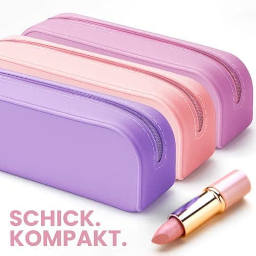 ZENO Silicone Pencil Case – Aesthetic Pencil Pouch for Women & Teens – Cute Pen Case, Orange Make Up Bag, Travel Organiser, Small Stationery Pouch, School Pencil Case – Terracotta Shore — view 6