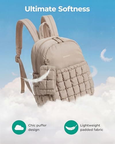 bagsmart Mini Backpacks for Women, Puffy Checkered Quilted Small Backpack — view 5