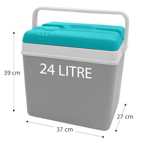 Daniel James Large Cool Box - 15L, 24L or 35L Insulated Cooler Box with Carry Handle & Lid for Ice Cold Food & Drink - Lightweight & Durable for Camping, Picnic & Travel (Grey, 24-Litre) — view 3