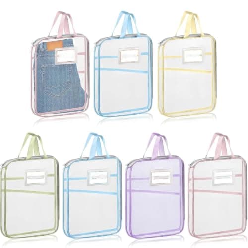 DSUFGNWINFS 7pcs Packing Cubes, travel on different days of the week, Travel Luggage Organizer Storage Bags, with Label Stickers, for Clothes Books & Small Items Organization