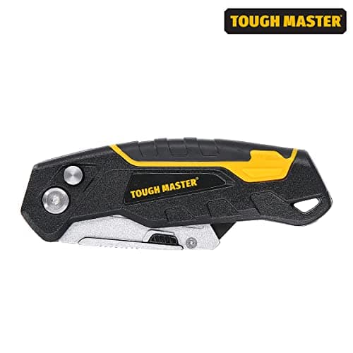 TOUGH MASTER Folding Utility Knife, Plus 4 Piece SK2 Blades, Retractable Function, Aluminium Alloy Handle, Comfortable Grip Ideal for Cutting Plastic, Wood, Paper (TM-UFK174) — view 2