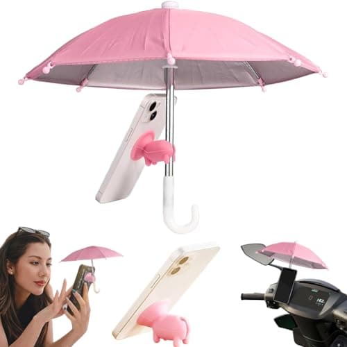 QYEHF Anti-Glare Phone Umbrella Sun Shade, Holder with Suction Plug for Car Navigation Sunscreen, Mini Sunscreen Travel Cell Phone Umbrella, Smartphone Outdoor Stand (pink)