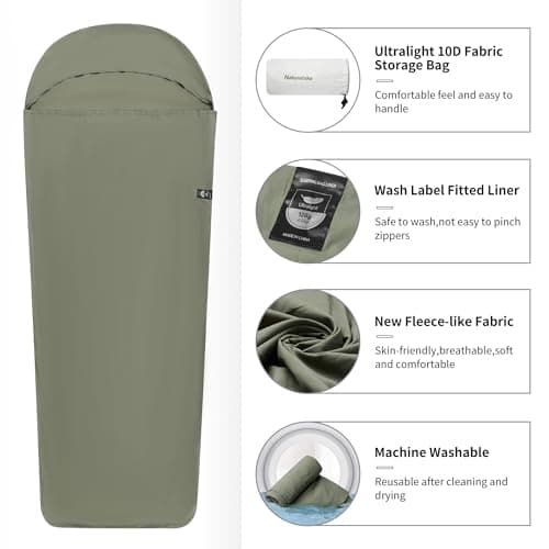 Naturehike Ultralight Sleeping Bag Liner Hut Sleeping Bag only 128g Travel Sheet with Small Pack Size Inner Sleeping Bag for Backpacking, Hostels, Huts Camping — view 3