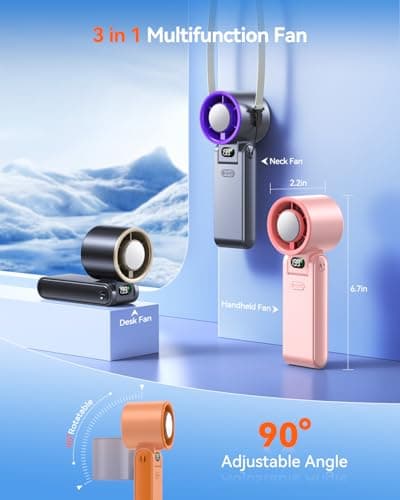Fanseesy Portable Handheld Turbo Fan with Ice Cooler, 199 Speed Personal Fan,5500mAh Rechargeable,20H Cooling Time,20000 RPM Powerful Silent Motor, Summer Essential for Travel/Outdoor/Office,Hot Pink — view 5
