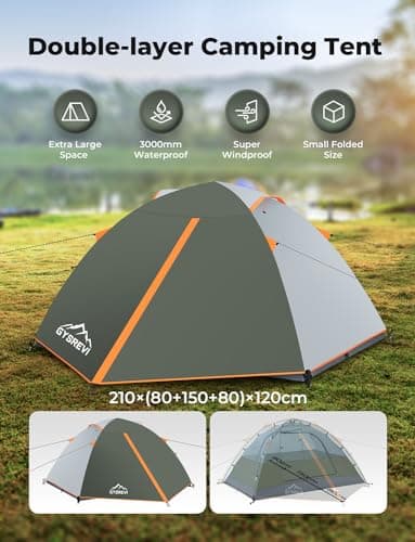 Gysrevi Camping Tent 1/2 Man Waterproof Tents for Camping, 3 Season, Green — view 2