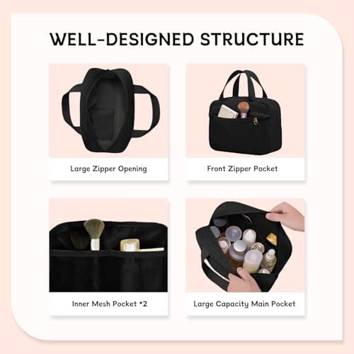 Aucuu Corduroy Toiletry Bag, Toiletry Bags for Women, Travel Wash Bag, Multifunctional Travel Makeup Bags with Handle, Portable Corduroy Cosmetic B-ag, Cosmetic B-ag for Women Girls — view 6