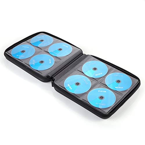KUOCDSIK CD Case, 192 Capacity Hard EVA Protective Blu-ray CD Wallet Double Zipper Hand Strap Portable Disc Organizer DVD Case for Car Travel (192 Capacity, Black192) (Pack of 2) — view 3