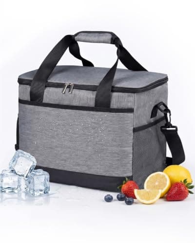 Airoieak Cool Bag Insulated Lunch Bag, 30L Large Capacity Cool Bag Lunch Box - Portable Lunch Bag for Men with Shoulder Strap & Handle, PEVA Leakproof Cooler Bag for Camping, Picnic & Travel