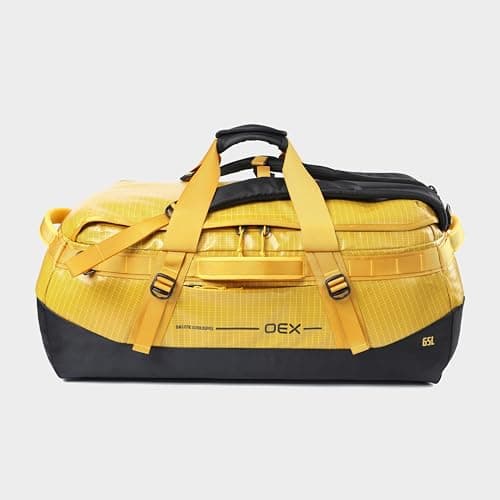 OEX Ballistic Ultra Duffel Bag, 65L, Polyester Ripstop with TPU Coating, for Travel and Outdoor Use, Adjustable Detachable Shoulder Straps, 64x27x30cm (Yellow, 65 Litre) — view 2