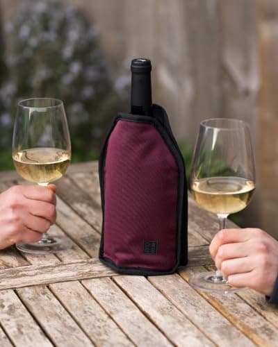 Wine Cooler Sleeve by Oak & Ember – Insulated Portable Bottle Chiller – Fits Wine & Champagne Bottles, Keeps Drinks Cold for Picnics, BBQs & Outdoor Entertaining (Cherry Red) — view 4