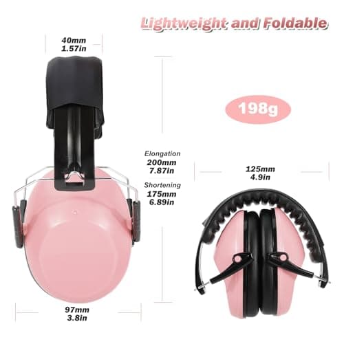 Kriogor 2 Pack Ear Defenders Children,26dB SNR Noise Cancelling Headphones Hearing Protection Earmuffs,Soft Kids Ear Defenders Adjustable Adult Ear Protector for Autism Airplane Study Fireworks(Pink) — view 4
