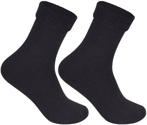ZRWASKA® 2 Pairs Diabetic Socks For Womens Merino Wool Thermal socks Extra Warm Thick Non Elastic Soft Top Wide Elastic Walking, Hiking, (UK, Numeric, 4, 8, Regular, Regular, Black (2 Pairs)) — view 2
