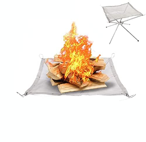 YEASQGS Portable Outdoor Camping Fire Pit Replacement Mesh Foldable Stainless Steel Mesh for Camping Backyard Garden (16.3 * 16.3 inch, Silver)
