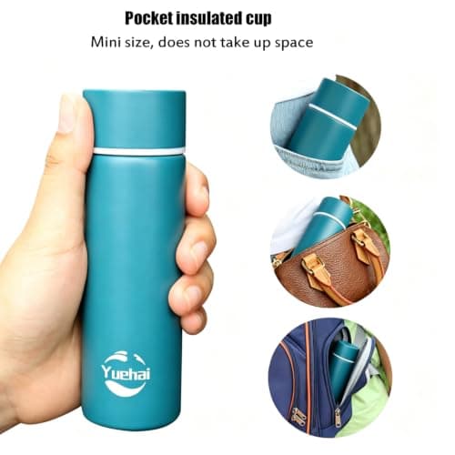 Stainless Steel Water Bottle, Mini Flask 150ML,Coffee Vacuum Small Flasks Small Capacity Portable Travel Drink Water Bottle Insulated Cup (Matte Blue) — view 4