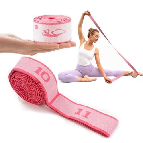 IEKEODI Elastic Yoga Stretching Strap with Loops for Pilates, Ballet, Physical Therapy, Flexibility, Leg Stretching, and Exercise - Durable Multi Loop Stretch Band for Dance and Fitness