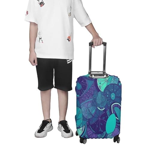 GHBNK Blue Teal Lemon Luggage Cover, Blue Teal Lemon Design Suitcase Protector, Personalized Stretchable Washable Travel Sleeve for 19-32 Inch Luggage X-Large, white, Medium, Blue Teal Lemon — view 6