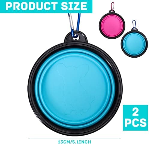 Aruicheng Collapsible Dog Bowl - 2 Pack Portable Dog & Cat Food & Water Bowls with Carabiner - 350ml — view 2