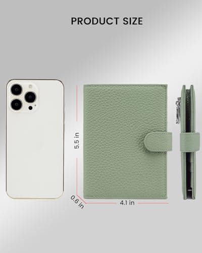 Karmiir RFID Passport Holder for Travel, Compact Wallet for Women & Men, Leather Passport Cover Wallet with Card Holders Zippered Coins Pocket and Cash (Light Green) — view 6