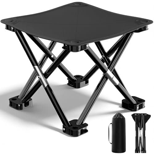 Folding Camping Stool with Carry Bag & Stable Feet, Portable Collapsible Stable Stools 33x33x33cm, Outdoor Foldable Backpack Stool Lightweight Fishing Chairs for Picnics, Travel, Camping, Gardening