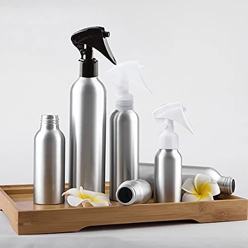 ZEOABSY Pack of 6 Empty 250ml Refillable Spray Bottles, 250 ml Aluminum Misting Bottles White Trigger Sprayer for Garden, Cleaning, Travel Beauty, Barber Shop Essential + 1 x Funnel — view 6