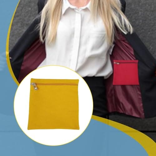 Sew in Pocket with Zipper Wallet Mobile Storage Pouch Canvas Travel Security Pocket Secure- Yellow — view 5