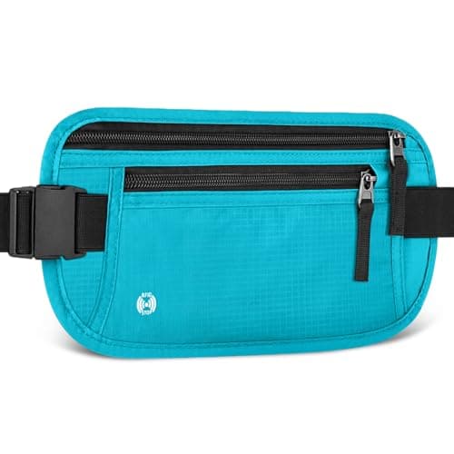 Aucuu Travel Money Belt with RFID Blocking, Ultra-Thin Passport Holder for Travel, Waist Pack Anti Theft, Hidden Travel Wallet Under Clothes to Protect Cash, Credit Cards Passport for Women, Men