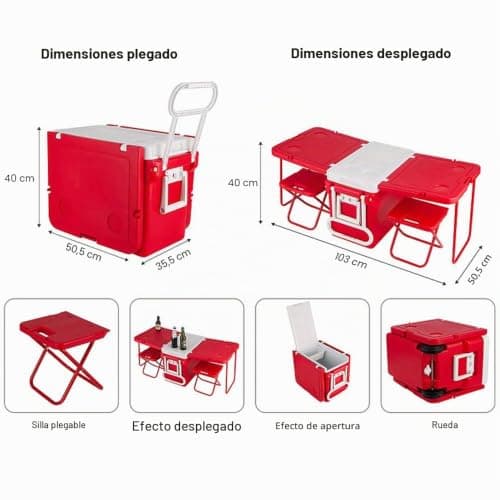 32L 4-in-1 Cooler with Wheels, Foldable Table & Stool - Ilated Camping Box for BBQs, Beach & Travel, Includes 4 Wheelchair-Friendly Wheels, Perfect for nics & Outdoor Adventures. — view 2