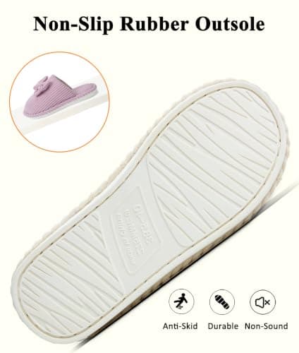 Coswind Womens Bow Slippers Comfy Corduroy Memory Foam Slip On House Shoes — view 6
