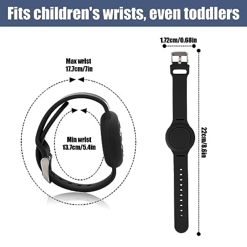 NQEUEPN Kids Wristband for Airtag, Waterproof Silicone Bracelet for kids Adjustable Soft Watch Band for airtag for Toddler Child GPS Tracking Tagging(Black) — view 2