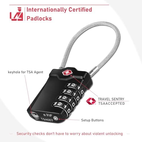 NAGE Suitcase Locks, TSA Approved Luggage Locks (Black, 1P) — view 2