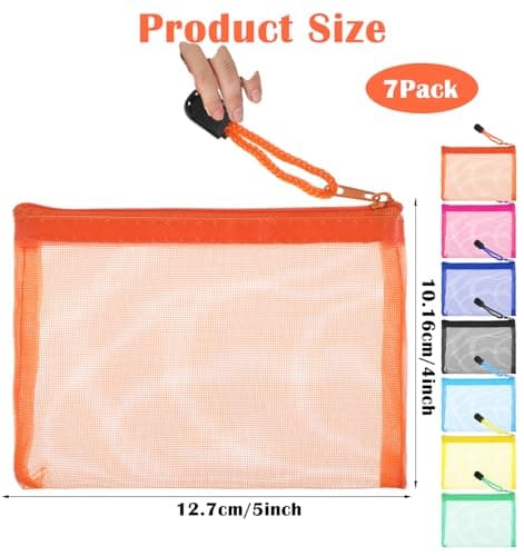 7Pcs Small Toiletry Bag, Mini Travel Pouches for Toiletries Small Zip Pouch for Daily Travel Accessories, Durable Nylon, 12.7×10.16cm for Cosmetics Makeup Coin, and More — view 2