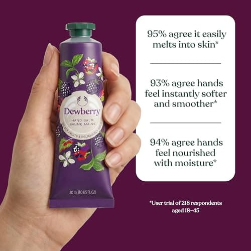 The Body Shop Dewberry Hand Balm (1x 30ml) Intensive Moisturising Hand Cream for Soft Skin, Fruity and Floral Scented Vegan Formula with Shea Butter, 96-Hour Moisture, Fast-Absorbing and Non-Greasy — view 6