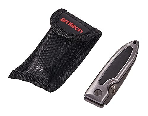 Amtech – 3" Lock Knife, Stainless Steel Part-Serrated Blade, Aluminium Body with Rubber Grip, Belt Clip & Pouch, Everyday Cutting Tasks, 3" — view 3