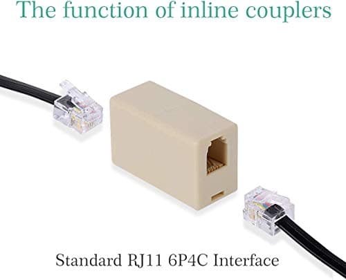 SHONCO Phone Line Adapter, Five-way Telephone Splitter,RJ11 6P4C Male-to-female 5-socket Port Telephone Line Cable Splitter and One In-line Coupler Connector,Beige — view 5