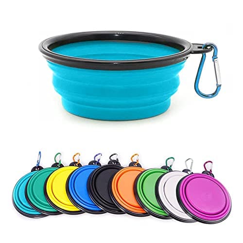 Collapsible Dog Bowl,Collapsible Dog Water Bowls for Cats Dogs, Portable Pet Feeding Watering Dish,Portable Dog Water Food Bowl with Carabiner (Small(350ML), light blue)