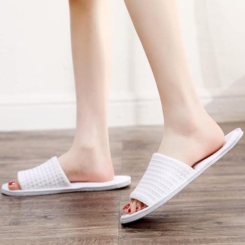 JK Home 4 pairs Coral Fleece Open Toe Spa Slippers, Disposable Deluxe Hotel — view 3