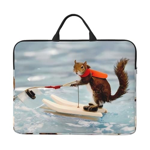 14in Laptop Case Sleeve Bag – Water Skiing fox Squirrel Print Design with Handle & Zipper – Ideal for Travel, Business Trip, Commuting