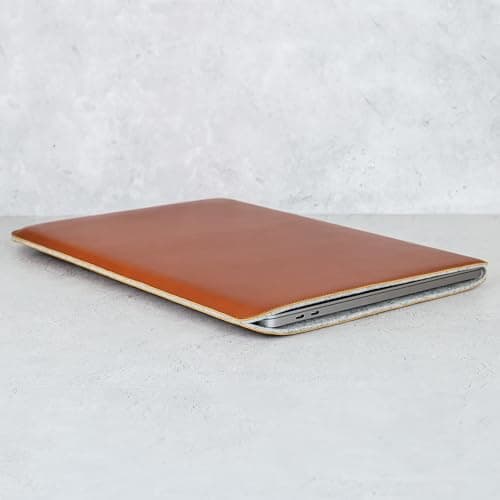 Casemade Real Leather Laptop Sleeve for MacBook Pro & Air Fits 13, 14, 15 & 16 Inch - Genuine Full Grain Leather with Soft Wool Lining (13 inch - MacBook Air M1/M2/M3/M4/M5, Pro 2016-2023, Neo 2026) — view 5