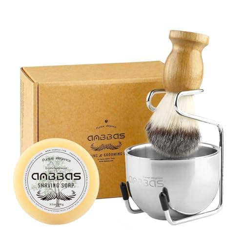 Anbbas 4IN1 Shaving Brush Set with Stand and Soap Bowl for Men Close Shave