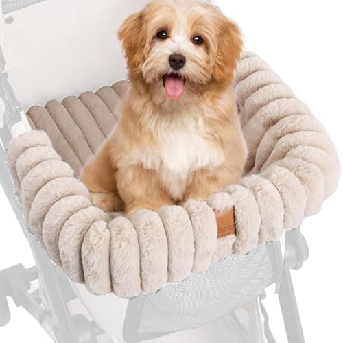 DzpKrka Dog Stroller Pad | Warm Plush Washable Blanket,Magnetic Buckle Pet Seat Cushion | for Travel Cats Outdoor House Puppy Indoor Outside