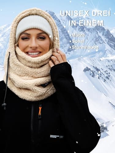 Fleece Balaclava Unisex Windproof Thermal Ski Mask Neck Warmer(Beige) — view 3